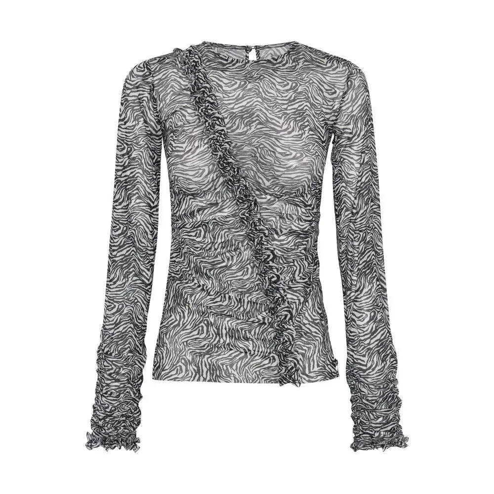ONE TEASPOON Black White Interfere Ruffle Long Sleeve Party Top NWT Size Small